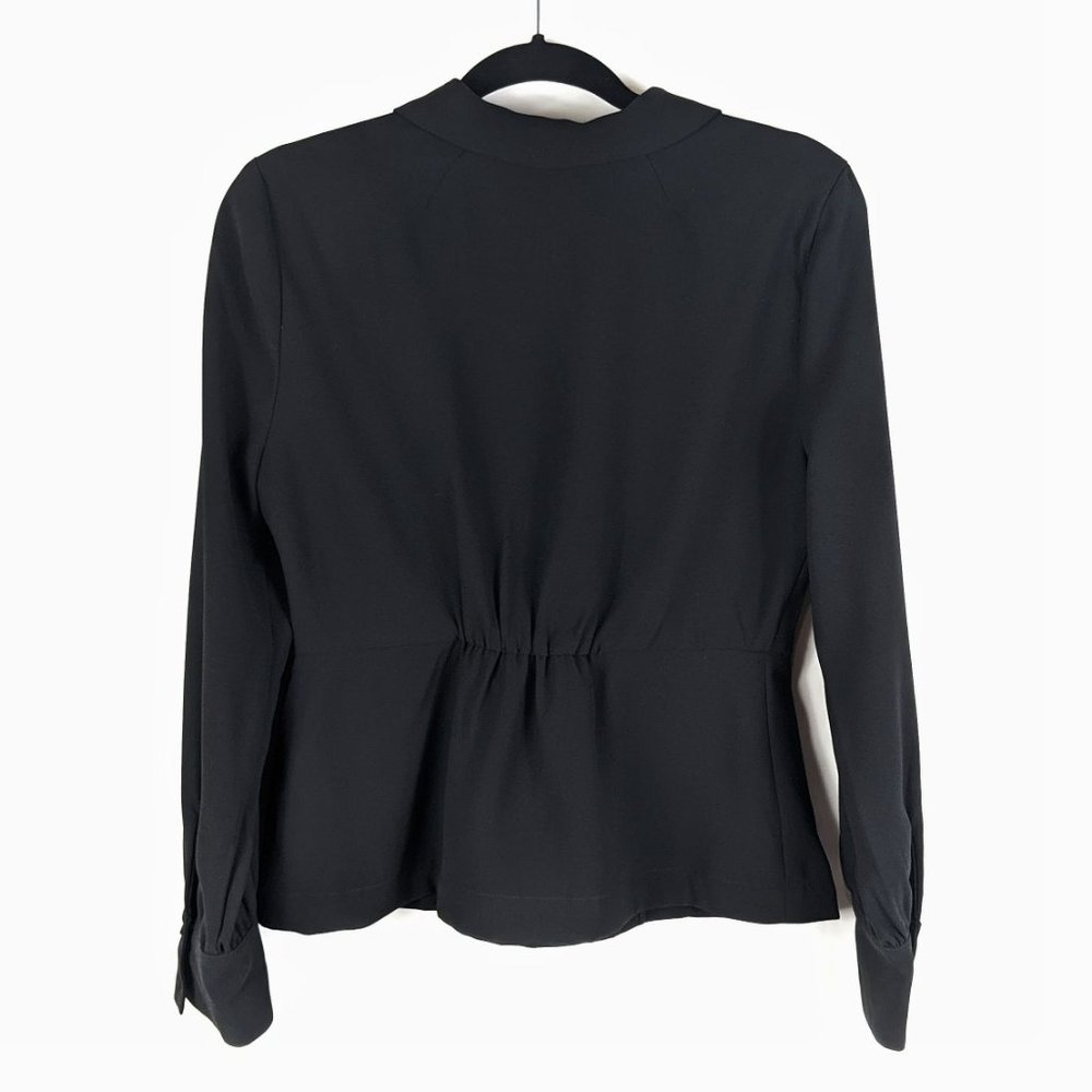 NWT J. Crew Black Long Sleeve Faux Wrap Top_3
